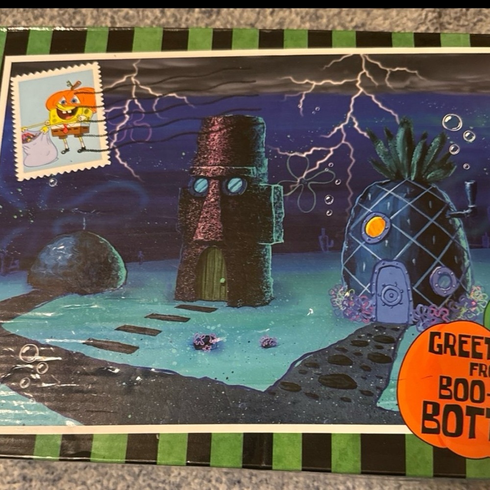 SpongeBob SquarePants Box filled with SpongeBob stuff. Culture Fly